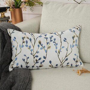 2 Lot YOUR SMILE Classical Embroidery Jacquard Blue Decor Throw Pillow Cases